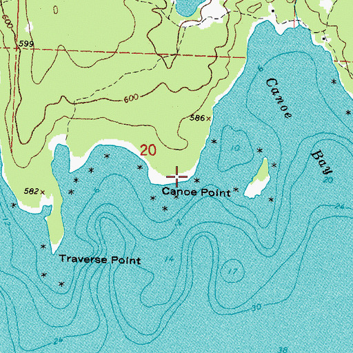 Topographic Map of Canoe Point, MI