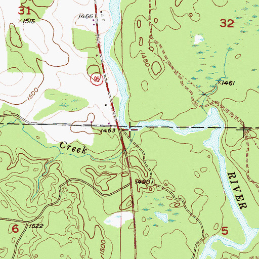 Topographic Map of Caps Creek, MI