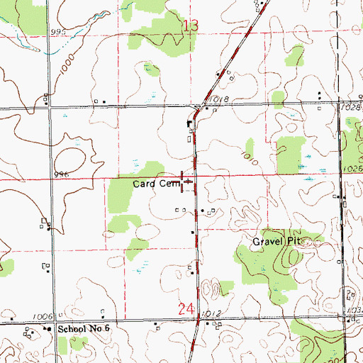 Topographic Map of Card Cemetery, MI