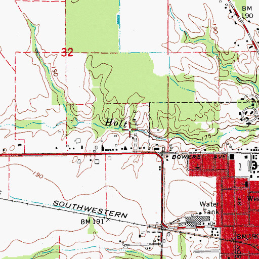 Topographic Map of Oakhills Country Club, AR