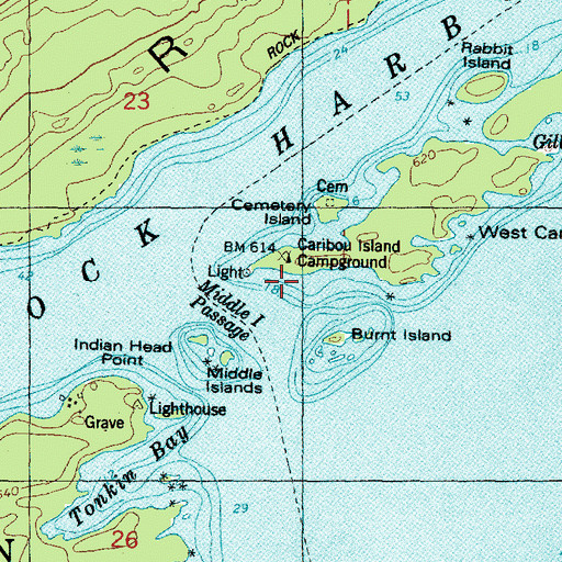 Topographic Map of Caribou Island Campground, MI