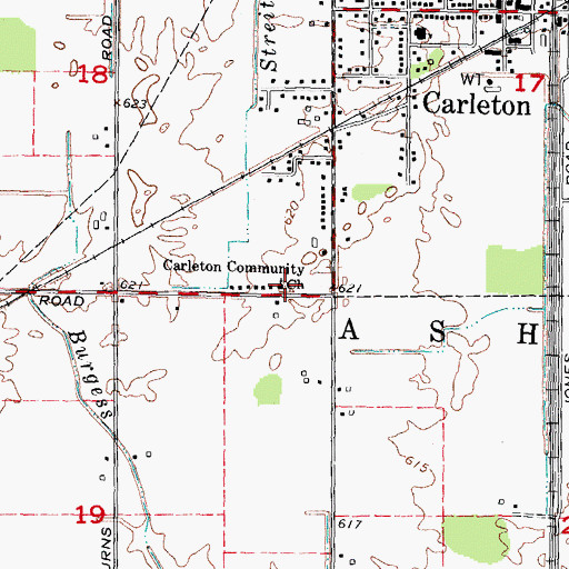 Topographic Map of Carleton Community Church, MI