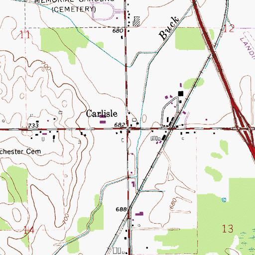 Topographic Map of Carlisle, MI