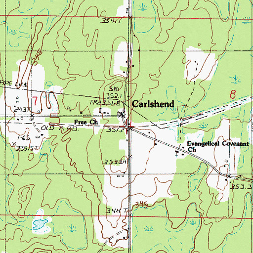 Topographic Map of Carlshend, MI