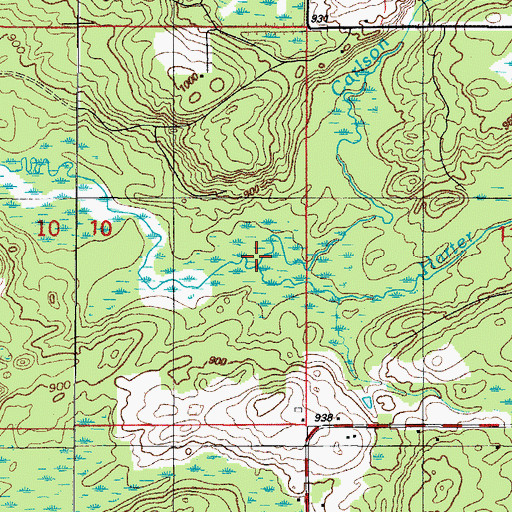 Topographic Map of Carlson Creek, MI