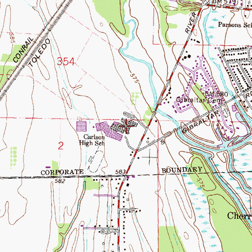 Topographic Map of Carlson High School, MI