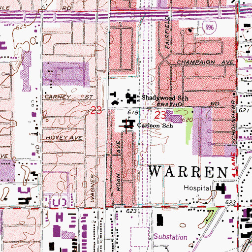 Topographic Map of Carlson School, MI