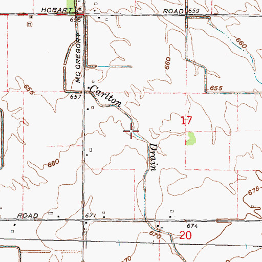 Topographic Map of Carlton Drain, MI