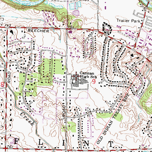 Topographic Map of Carman High School, MI