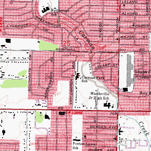 Topographic Map of Carman Park School, MI