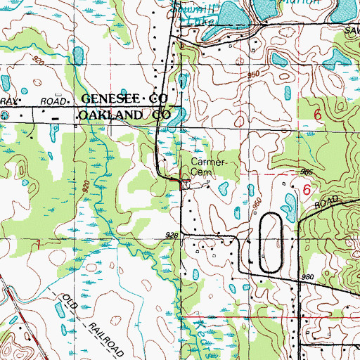 Topographic Map of Carmer Cemetery, MI