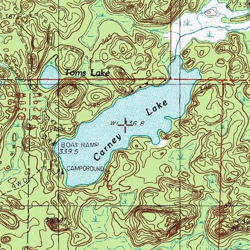 Topographic Map of Carney Lake, MI