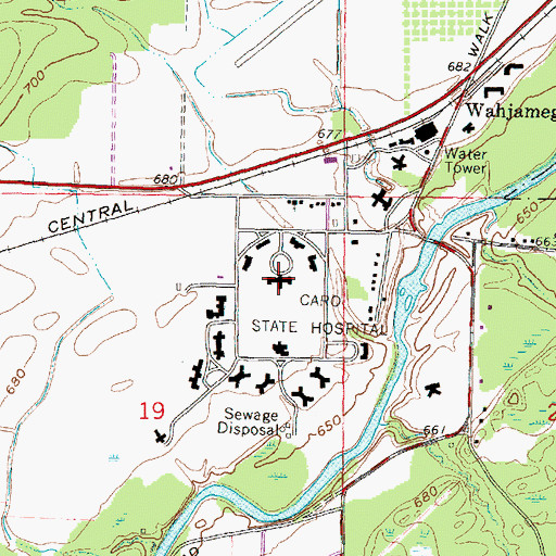 Topographic Map of Caro Center, MI