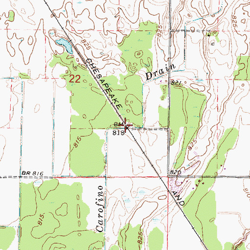 Topographic Map of Carofino Drain, MI