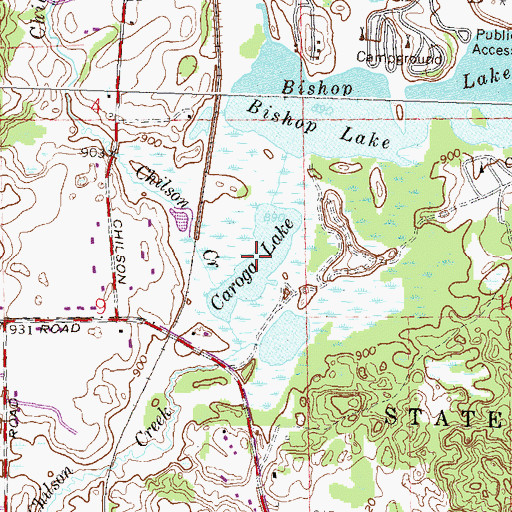 Topographic Map of Caroga Lake, MI