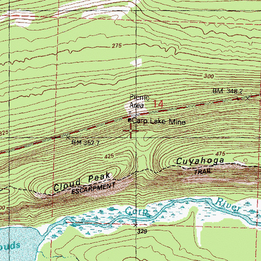 Topographic Map of Carp Lake Mine, MI