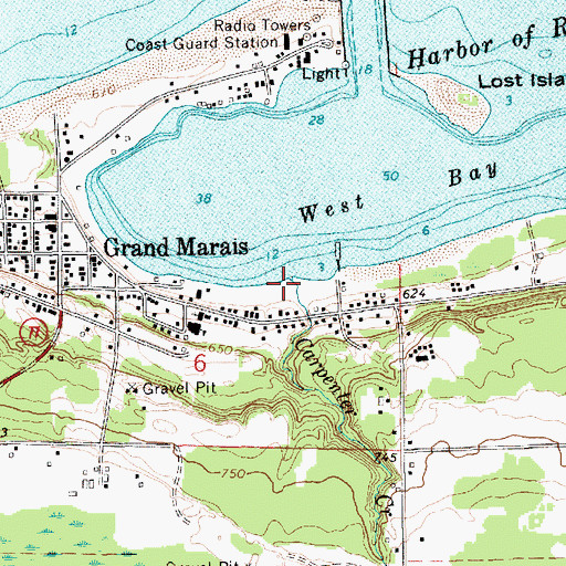 Topographic Map of Carpenter Creek, MI