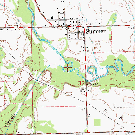 Topographic Map of Carpenter Creek, MI