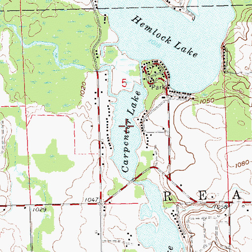 Topographic Map of Carpenter Lake, MI