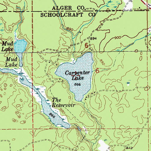 Topographic Map of Carpenter Lake, MI