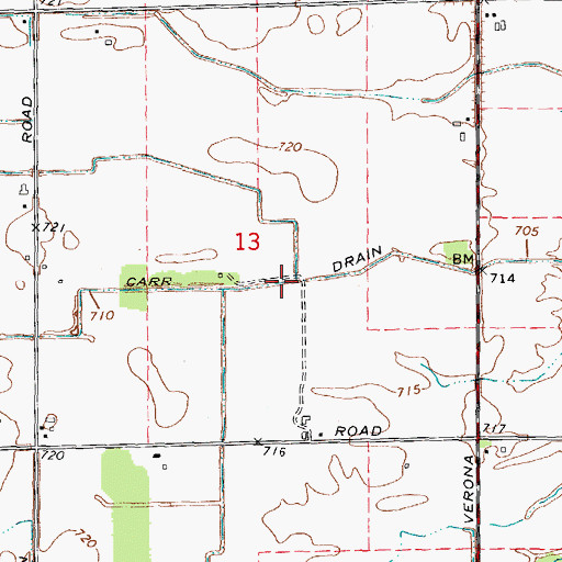 Topographic Map of Carr Drain, MI