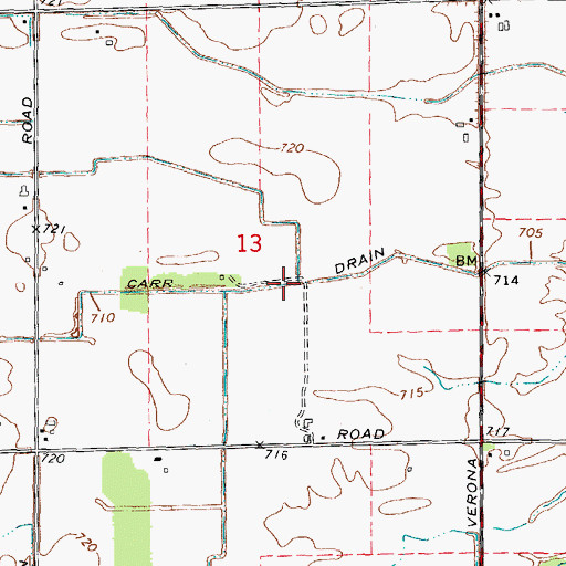 Topographic Map of Carr Drain, MI