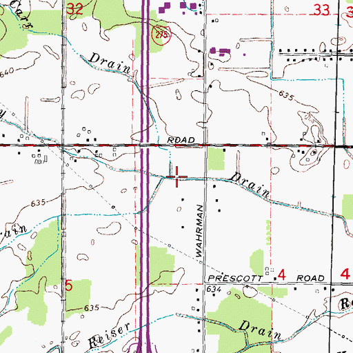 Topographic Map of Carr Drain, MI