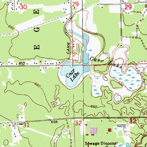 Topographic Map of Carr Lake, MI