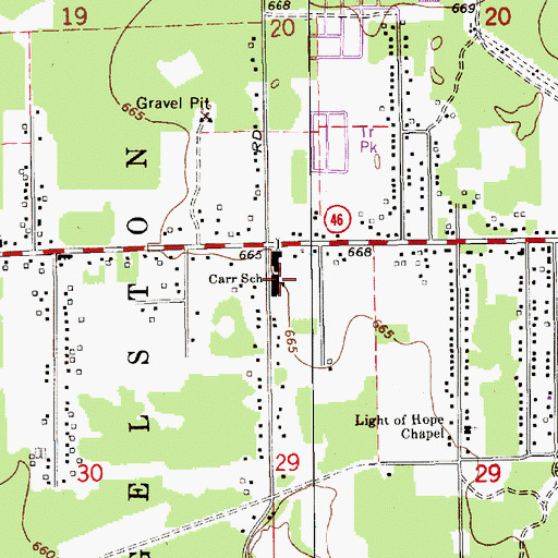 Topographic Map of Carr School, MI
