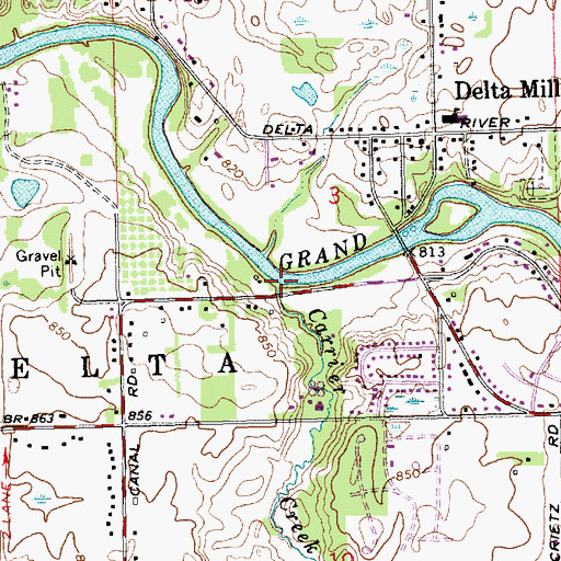 Topographic Map of Carrier Creek, MI