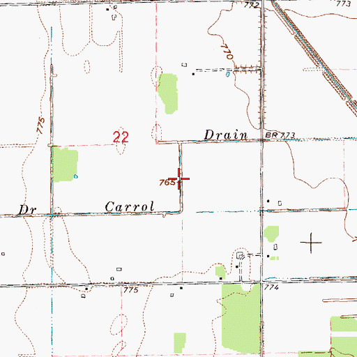Topographic Map of Carrol Drain, MI