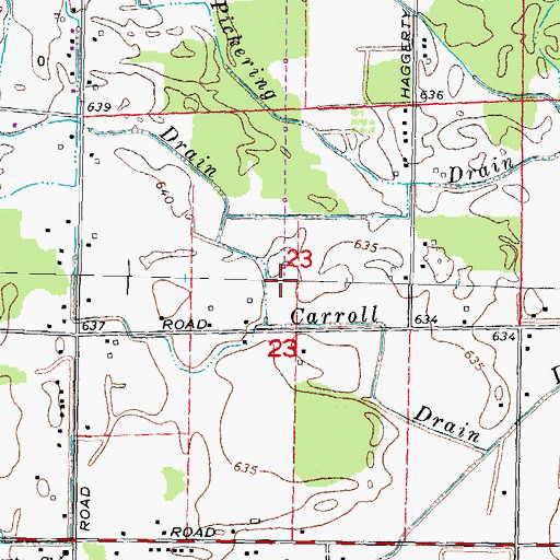 Topographic Map of Carroll Drain, MI