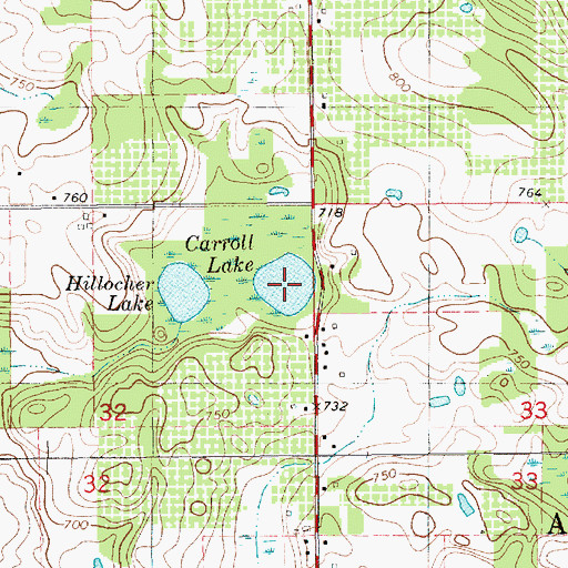 Topographic Map of Carroll Lake, MI