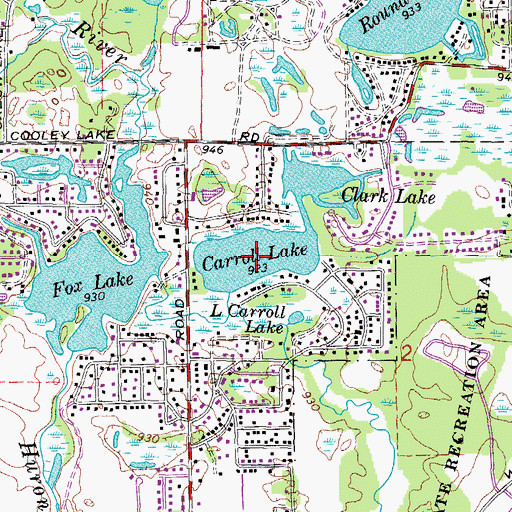 Topographic Map of Carroll Lake, MI