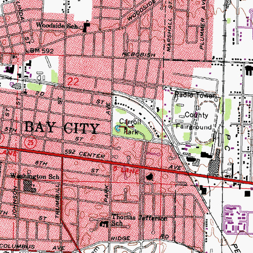 Topographic Map of Carroll Park, MI
