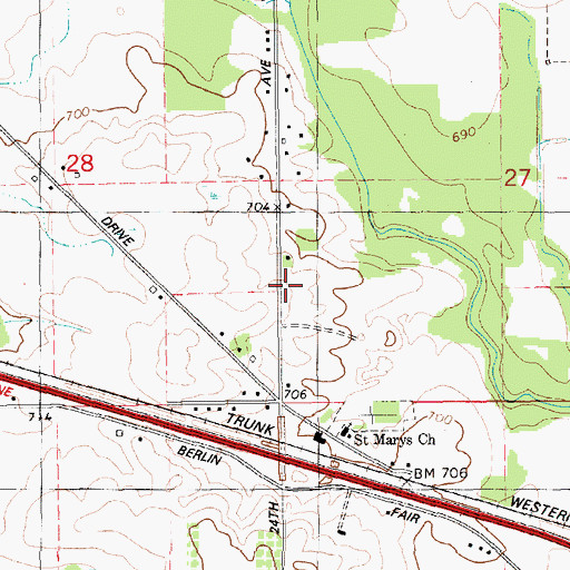 Topographic Map of Carroll School, MI