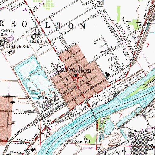 Topographic Map of Carrollton, MI