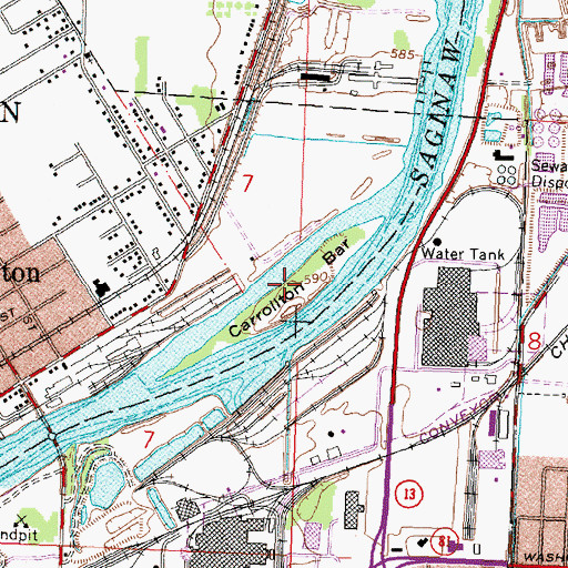 Topographic Map of Carrollton Bar, MI