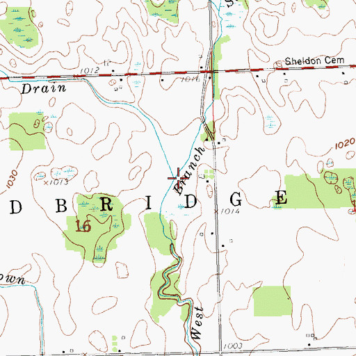 Topographic Map of Carruthers Drain, MI
