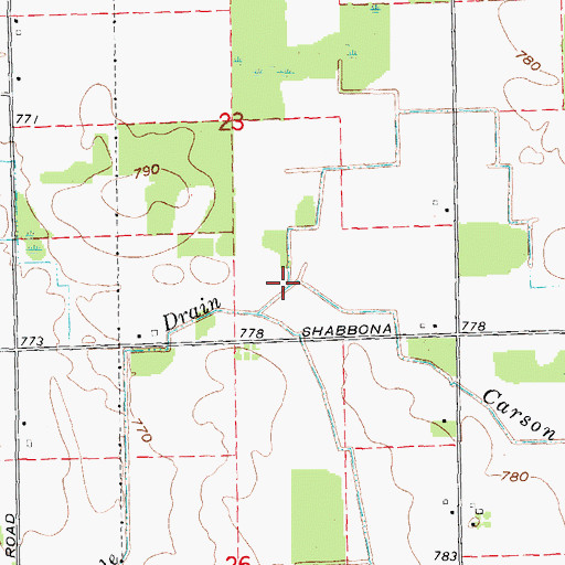 Topographic Map of Carson Drain, MI