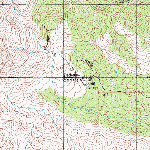 Topographic Map of Indian Spring, AZ