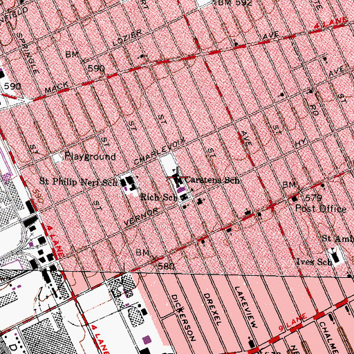 Topographic Map of Carstens School, MI