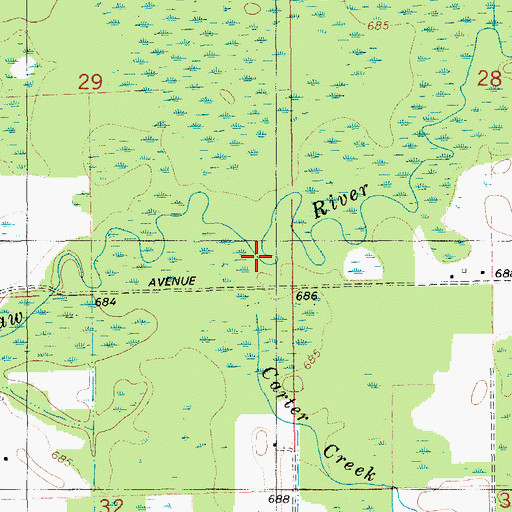 Topographic Map of Carter Creek, MI