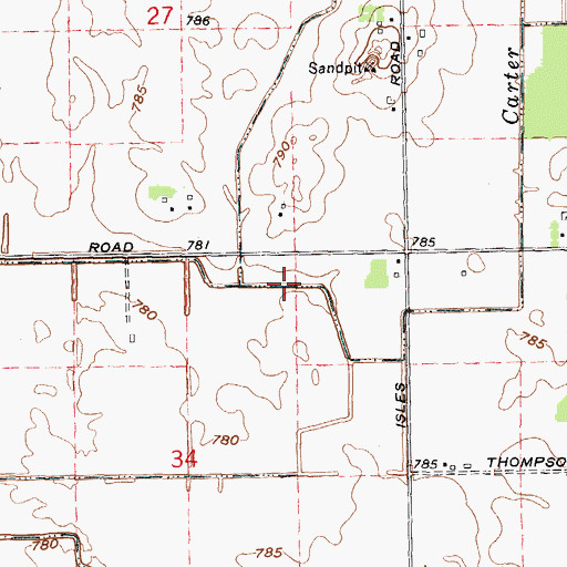 Topographic Map of Carter Drain, MI