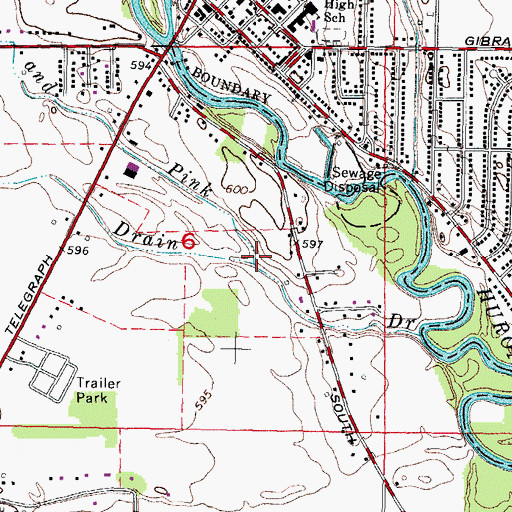Topographic Map of Carter Drain, MI