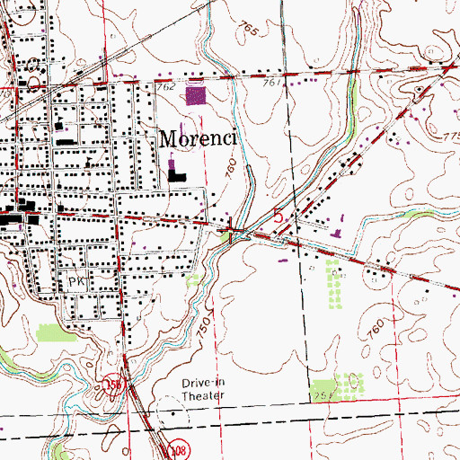 Topographic Map of Carter Drain, MI