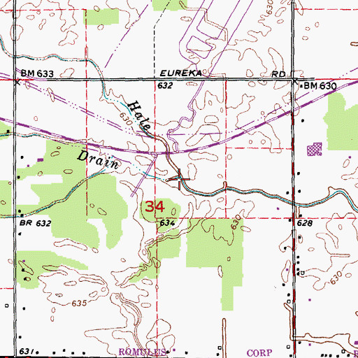 Topographic Map of Carter Drain, MI