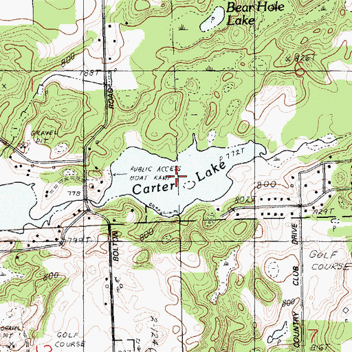 Topographic Map of Carter Lake, MI