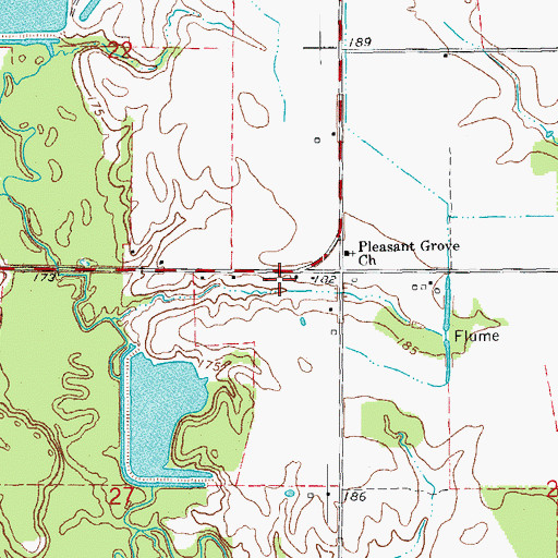 Topographic Map of Pleasant Grove School (historical), AR
