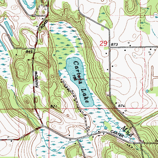 Topographic Map of Carters Lake, MI